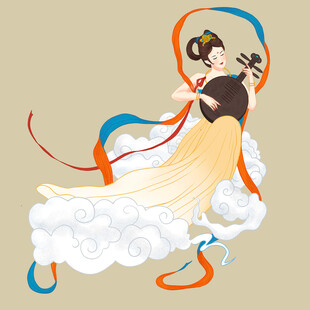 敦煌飞天神女形象插画
