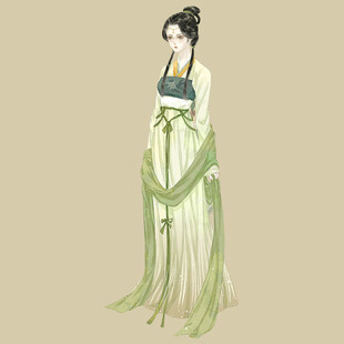 古风女子身着飘逸长裙