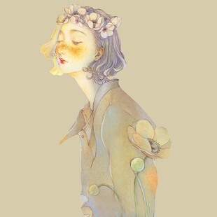 梦幻花环少女插画