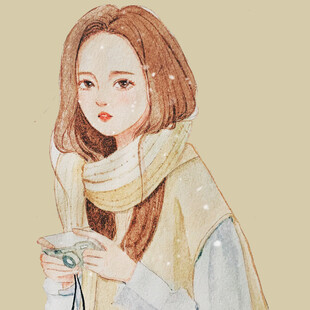 手持咖啡的长发温柔女孩