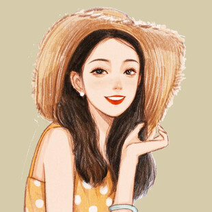 夏日戴草帽的甜美女孩