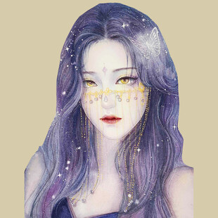 梦幻紫发带金饰神秘少女