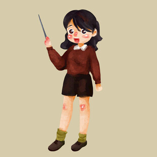 手持魔杖的可爱魔法少女