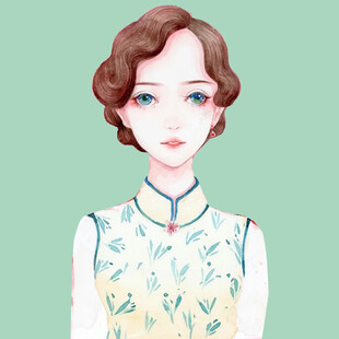 复古旗袍少女插画