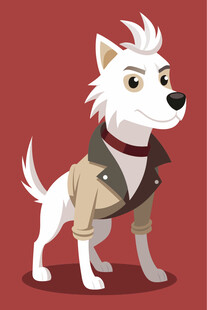 穿着风衣的帅气白狗