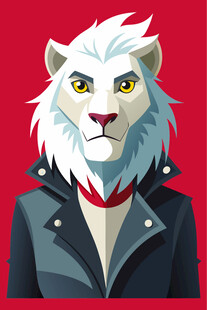 穿皮衣的酷炫白鬃狮子