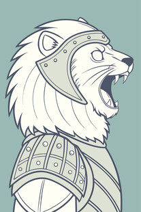 咆哮的盔甲狮子