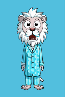 穿睡衣的卡通狮子