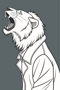 咆哮的拟人化白熊