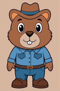 卡通小熊牛仔形象