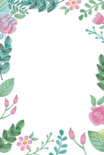 花卉绿叶边框装饰图案