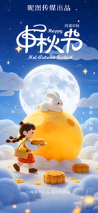 中秋佳节玉兔与嫦娥画面