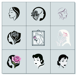 女性头像图案 美容美发 标志