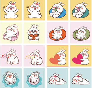 可爱兔子卡通图案集合