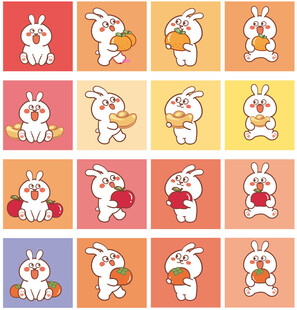 可爱兔子卡通图案集合