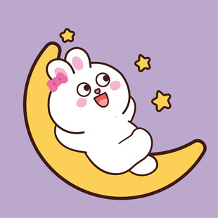 月亮上的萌兔子