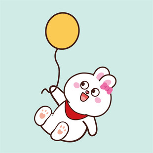 可爱小兔牵气球玩耍