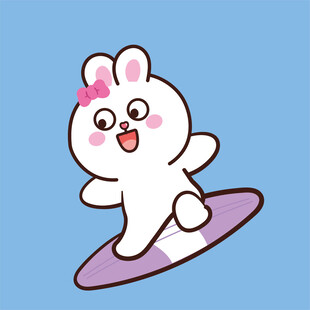 冲浪的可爱兔子