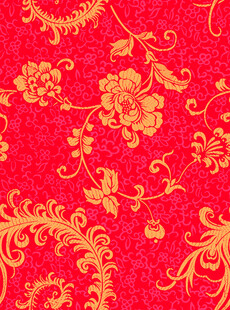 红色中式花卉纹理图案