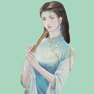 古风女子持笛优雅而立