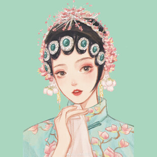 古风戏曲扮相女子肖像