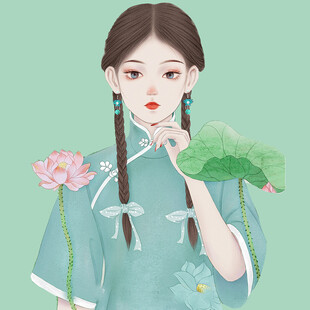 古风少女持荷优雅模样