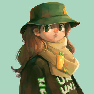 戴帽挎包的可爱卡通女孩