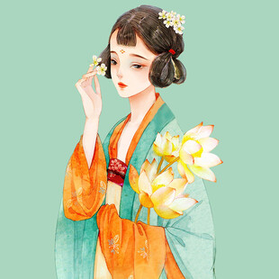 古风少女持荷 温婉动人