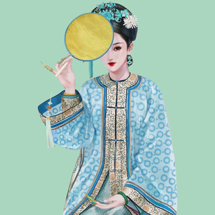 古典女子持扇优雅扮相