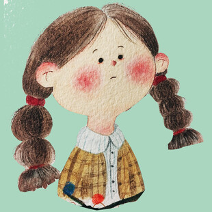 扎双辫的可爱小女孩