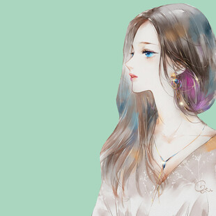 长发少女侧颜插画
