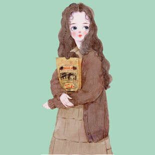 持书女孩插画形象