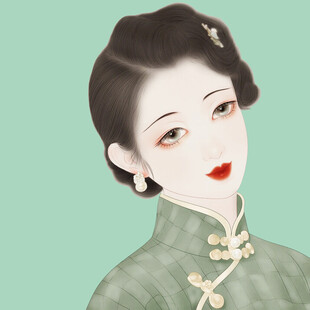 民国风旗袍女子插画