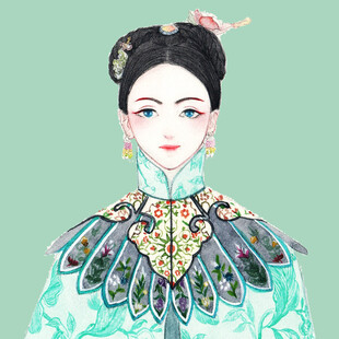 古风典雅清朝女子服饰图