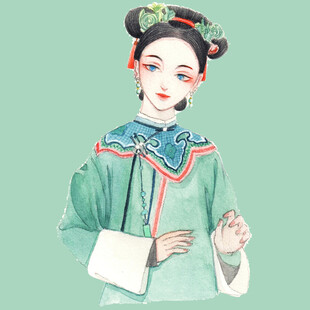 古风旗装女子优雅姿态