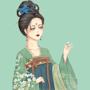 古风汉服女子优雅持物