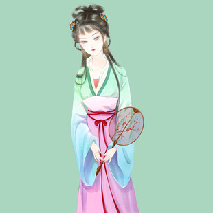 古风女子持扇优雅而立