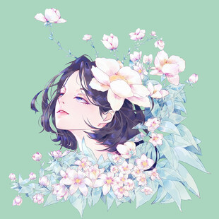 梦幻花卉环绕的少女头像