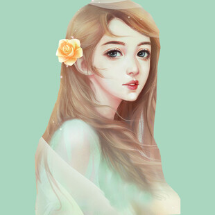 长发戴花的梦幻少女