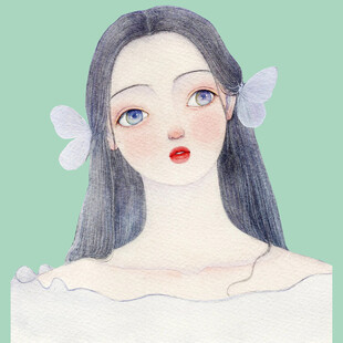 梦幻蝴蝶少女插画