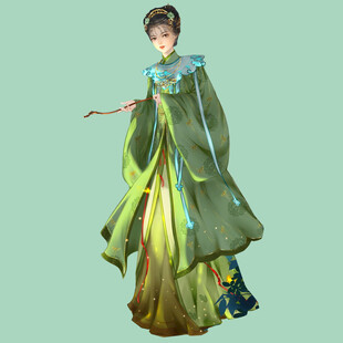 古风飘逸绿衣女子形象