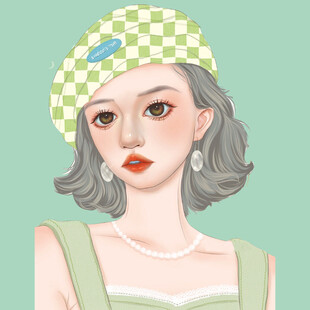 复古风戴贝雷帽的时尚女孩