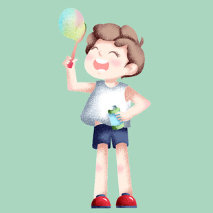 小男孩开心玩泡泡