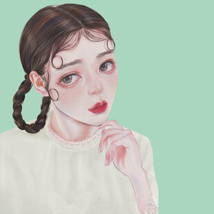 双麻花辫少女的清新画像