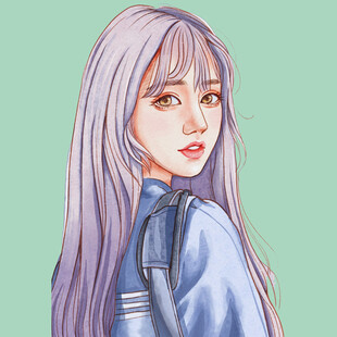 紫色长发的清新少女