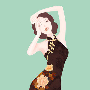 身着旗袍的优雅女子