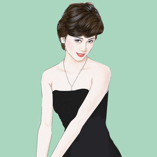 优雅黑裙女士时尚插画