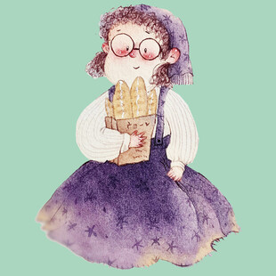 戴眼镜的紫色裙子女孩