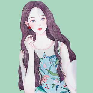 长发时尚少女优雅姿态