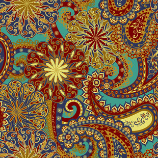 绚丽多彩民族风花纹图案